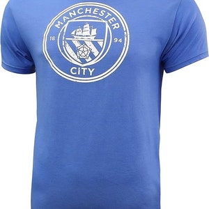 Manchester City Soccer Cotton Tee T-shirt Adult Size Home Blue  - Personalized Your Name and Number