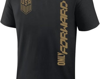 USMNT Soccer T-Shirt: Adult Black "Only Forward" Design - Personalized