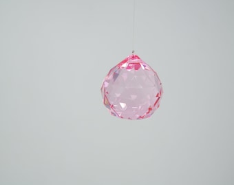 Bola de cristal rosa hielo: pisapapeles de cristal de 40 mm, joya colgante (2 piezas)