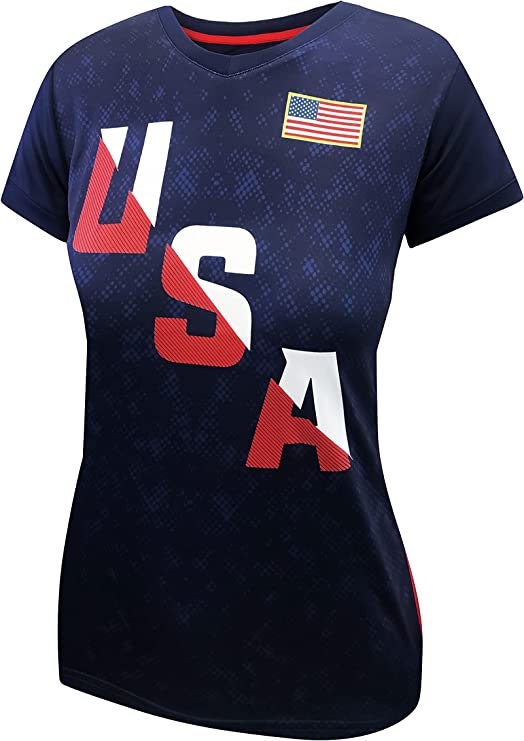 USWNT Official Women's National Soccer Team T-Shirt - USA Flag Design Tee, Women's Size, Support The Players!