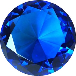 60mm Sapphire Blue Crystal Diamond Jewel Glass Paperweight 2.25 inch