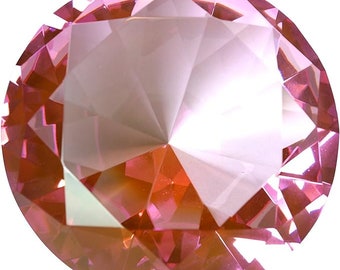 60mm Ice Pink Crystal Diamond Jewel Glass Paperweight 2.25 inch