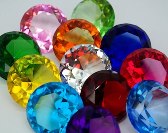 50mm Crystal Round Diamond Box set 12 pcs - Jewel Glass Paperweight Diamond