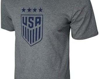 US Soccer USWNT Soccer T-Shirt: Personalized Adult Grey Cotton Tee