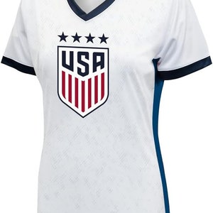 U.S. Soccer Federation USWNT Soccer Women T-Shirt 4 Stars Soccer Jersey Home 2 - Personalized Your Name and Number