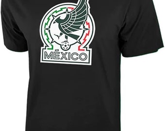 Camiseta de algodón de la selección nacional de fútbol de México -Negro - personalizó su nombre y número