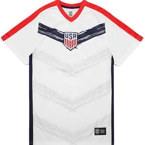 U.S. Soccer USMNT Adult Soccer Game Day Youth Poly T-Shirt- Inspired Tee Poly White Color - Personalized Your Name and Number