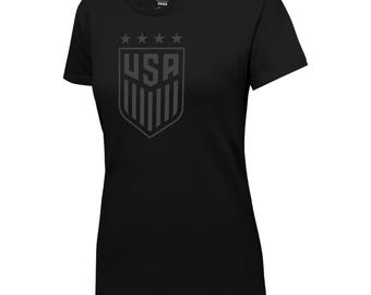 USWNT 4 Stars Blackout Tee - Personalized Women's Soccer T-Shirt