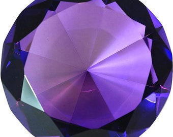 60mm Dark Purple Crystal Diamond Jewel Glass Paperweight 2.25 inch