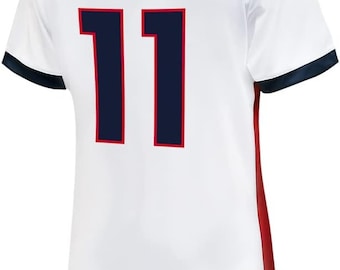 USWNT Soccer T-Shirt: 4 Stars, Number 11 Smith, White Cotton Jersey