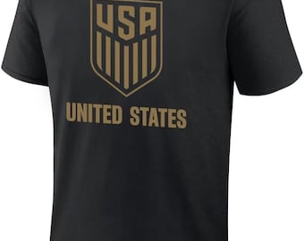 USMNT Soccer T-Shirt: Black & Gold Logo, Personalized Name/Number