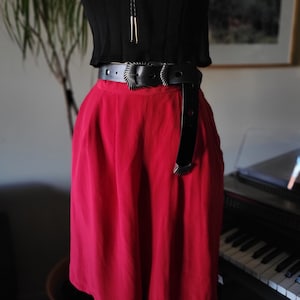 Early 90’s Talbot’s High-Waisted Red Silk 8” Long Bermuda Shorts