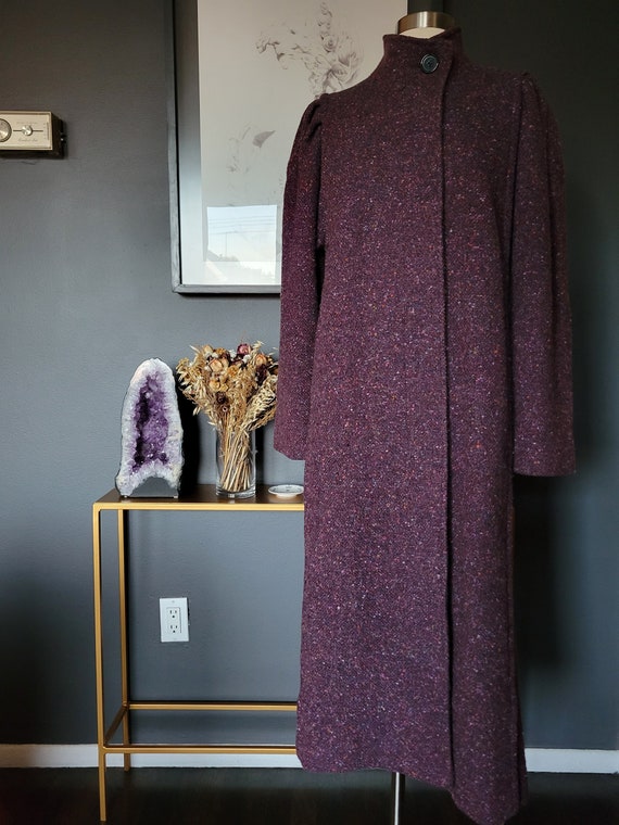 1980s C.A.P.R.I. Purple Bouclé Tweed Wool Coat