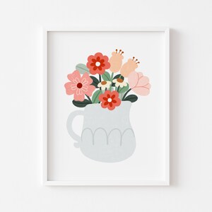 Floral Vase Art Print Illustration Print, Flower Art, Gift For Her, Flower Lover, Spring Art, Wall Art Print image 2