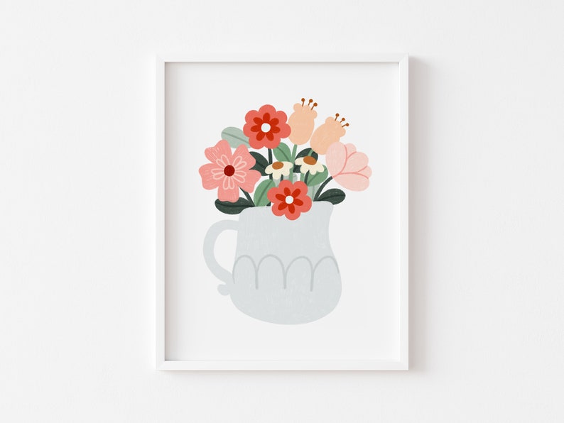 Floral Vase Art Print Illustration Print, Flower Art, Gift For Her, Flower Lover, Spring Art, Wall Art Print image 2
