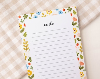 Floral Notepad (Light) | Tear off Notepad, Cute Notepad, Illustrated Notepad, Flower Notepad, Office Supplies, Gift for Coworker