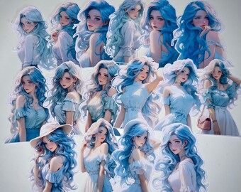 Pretty Blue Girl Stickers