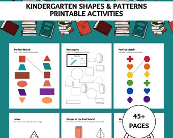 Kindergarten | Shapes & Patterns Activity Book | Early Math | Printable