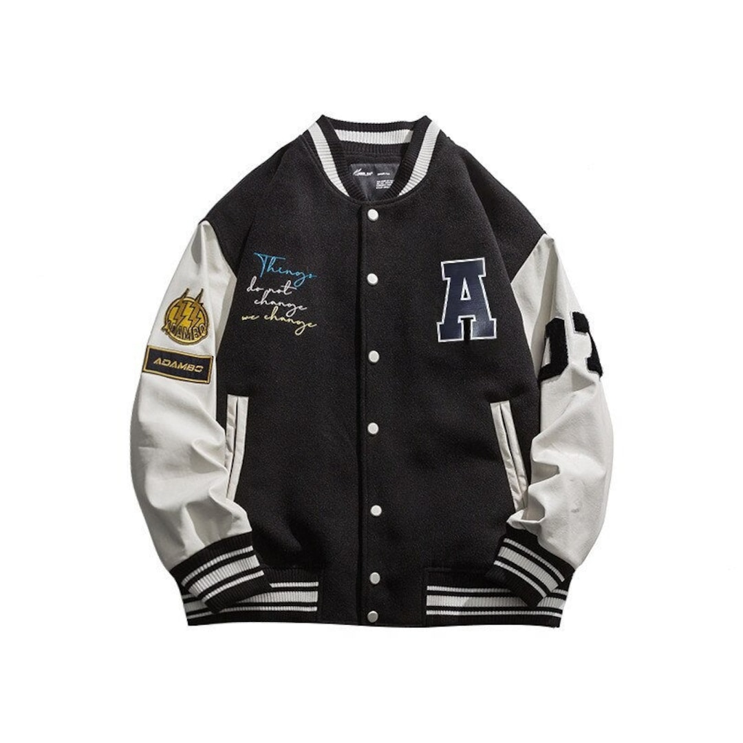 American Streetwear Retro Varsity Jacket Men Embroid Letterman - Etsy
