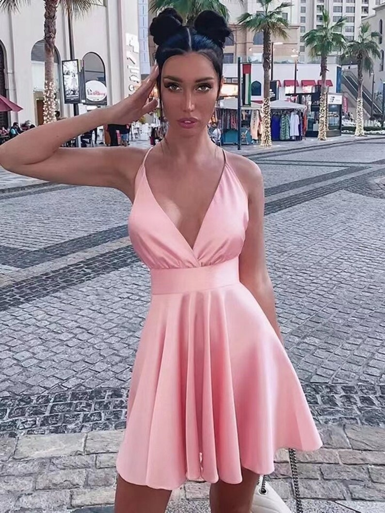 Women Dress Mini Dresses Club Dresses Open Back Dress Etsy