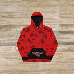 Devastating Diva DST 1913 Red Black Camouflage Colorblock Women&#39;s Sweatshirt Hoodie, College, Sorority, Founders&#39; Day, Gift