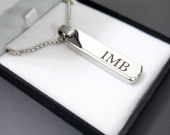 Personalized Men's Pendant Necklace | Engraved Bar Pendant | Custom 3D Men's Pendant | Handmade Valentine's Gift