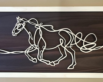 Rustic wall decor personalized - Horse doodle art | Housewarming gift | Gifts for Him | Gifts for Her | Aniversary Gift