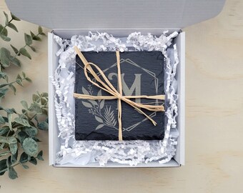 Personalized Engraved Slate Coasters: Christmas Housewarming Gift