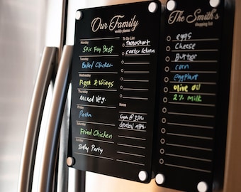 Planejador de geladeira personalizado em acrílico: Organizador familiar e lista de compras