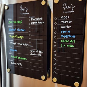 Koelkast acryl planner - acryl uitwisbare kalender - familieopberger - boodschappenlijstcombinatie - gepersonaliseerde acryllijst