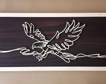Wooden wall decor personalized - Eagle doodle art | Housewarming gift | Gifts for Him | Gifts for Her | Aniversary Gift