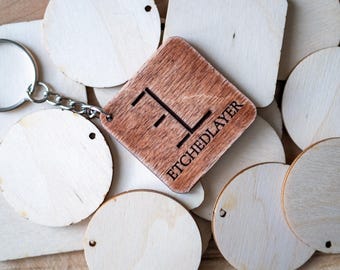 Personalized Rustic Wood Keychain – Custom Engraved Logo, Initial, or Name