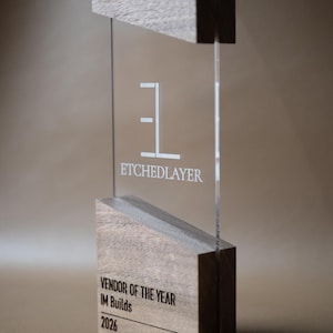 Custom Corporate Award Trophy with Hardwood Base
