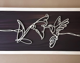 Wooden wall decor personalized - Hummingbird doodle art | Housewarming gift | Gifts for Him | Gifts for Her | Aniversary Gift