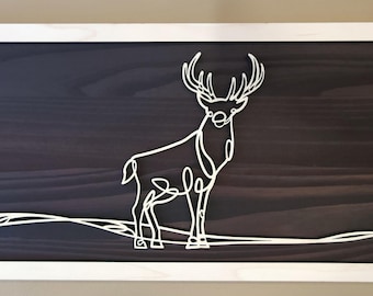 Personalized Buck Doodle Art - Handmade Wooden Wall Decor