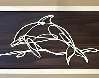 Personalized Dolphin Doodle Art - Rustic Wood Wall Decor