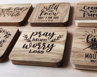 Personalized Acacia Coasters (set of 4)