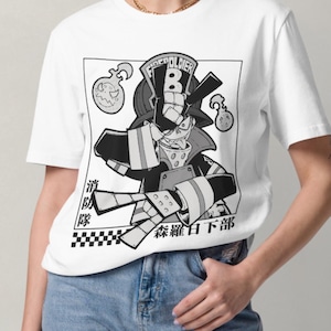Anime Merch T-shirt | Anime Streetstyle Bella+Canvas 3001 T-shirt | Shinra Kusakabe Tshirt