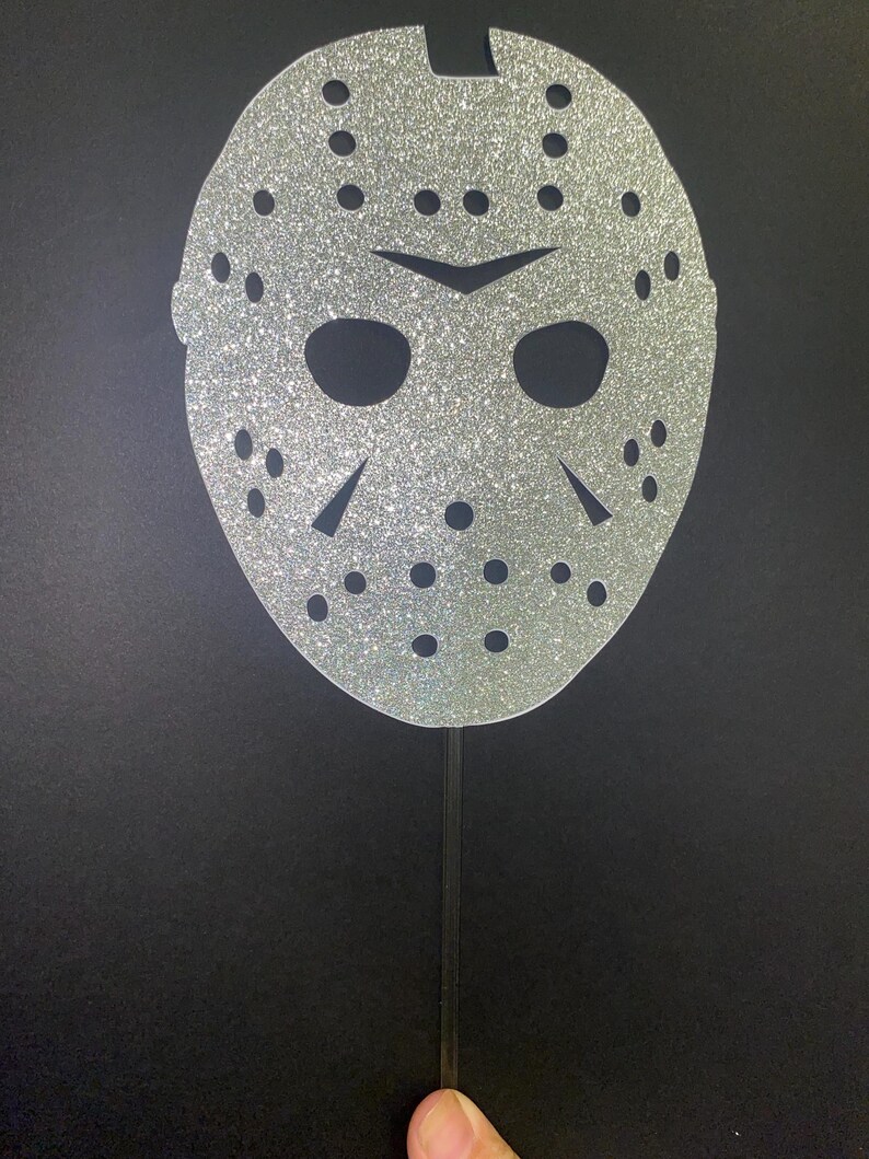 Jason Topper Jason Mask Friday the 13th Cake Topper Silver Glitter/bloody White ...