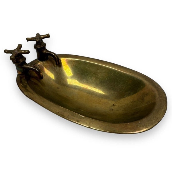 Vintage Brass Bathtub Soap Dish Tray Bathroom Decorative Roll Top Shaped Trinket