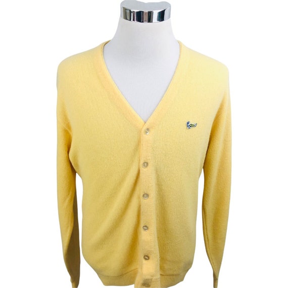 Challenger Mens Cardigan Turtle Sweater Vintage Yello… Gem