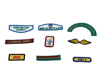 Vintage Girl Scouts Patches Embroidered Collectible Badges Design Lot of 9