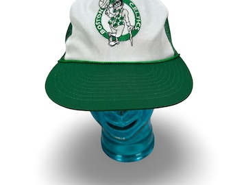 Vintage Supercap Boston Celtics Mesh Rope Trucker SnapBack Hat Green White 80s