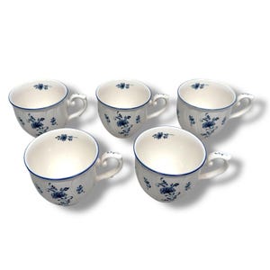Vintage Noritake Craftone Tea Cups 2.75&quot; Porcelain Blue White Floral Lot of 5