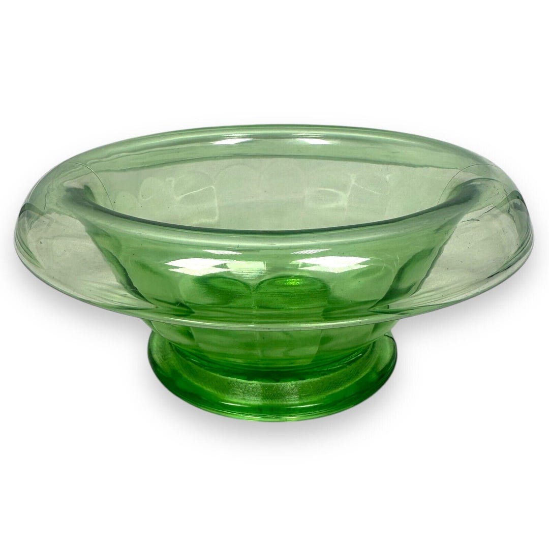 Vintage Green Glass Footed Bowl