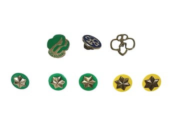 Vintage Girl Scouts Lapel Pins Emblem Star-Shaped Collectible Badges Lot of 8