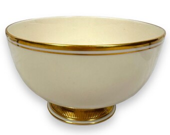 Vintage Lenox Tuxedo Serving Bowl Gold Back Stamp 60s Footed 7.5" Heritage Rare