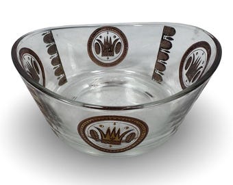 Georges Briard Vintage Crown Glass Bowl Mid Century Modern Gold Clear MCM 5.5"