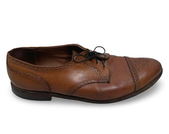 Allen Edmonds Sanford Mens 15 D Brown Leather Cap Toe Brogue Derby Shoes USA