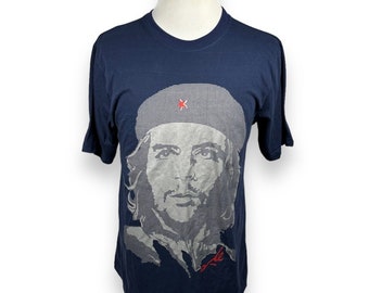 Che Guevara Mens T-Shirt Vintage Blu Caribe Blue Big Face Graphic Tee Crew XL